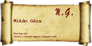 Mikán Géza névjegykártya